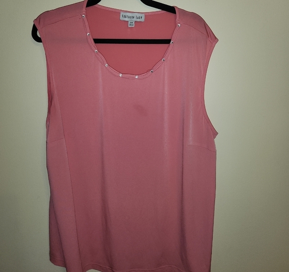 Southern Lady Tops - Southern Lady Coral Sleeveless Top